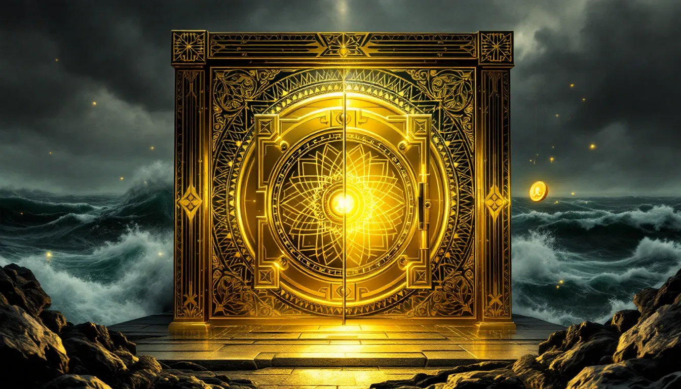 A representation of gold as a safe haven asset amidst economic uncertainty.