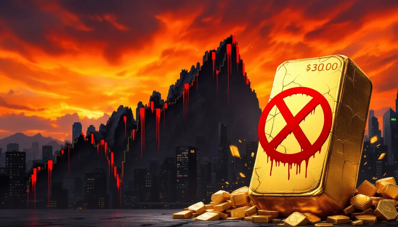 Factors pushing gold prices to $3,000 are visually represented with icons symbolizing inflation and currency fluctuations.