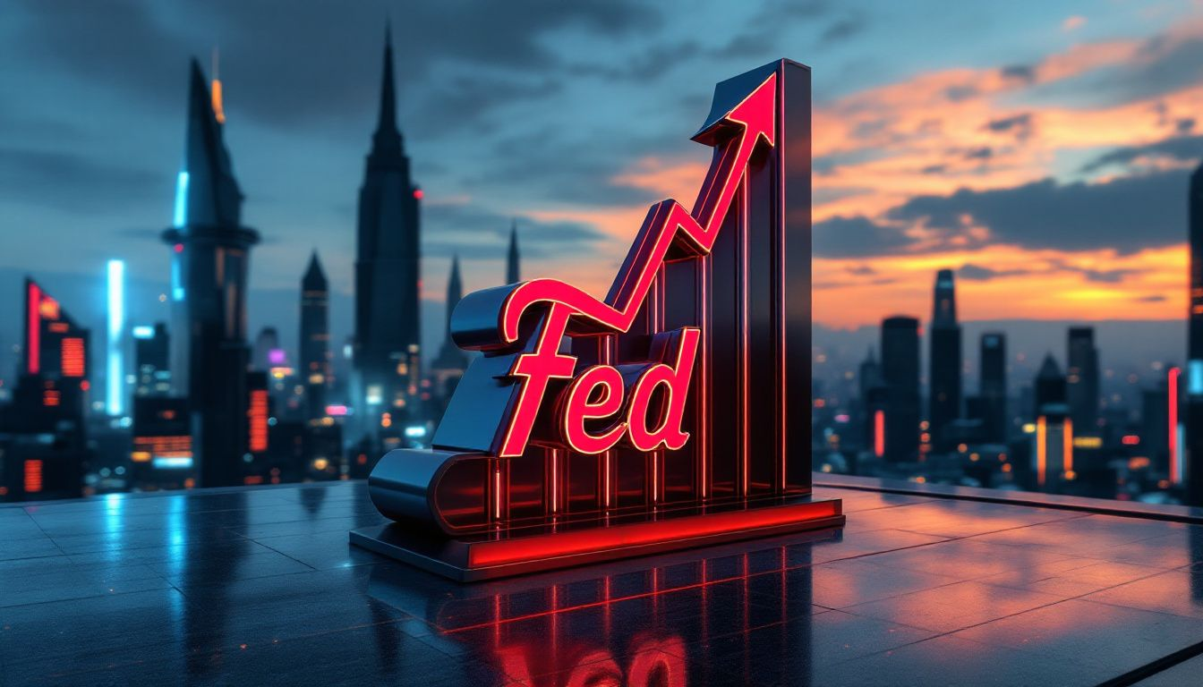 Future outlook of gold prices beyond 2024 depicted with a futuristic skyline and gold price projections, showing independence from Fed's monetary policy.