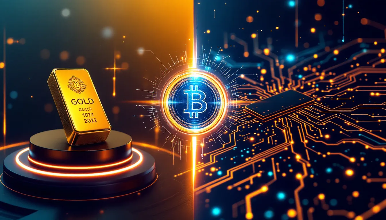 A visual representation of the benefits of digital currencies on gold investments.